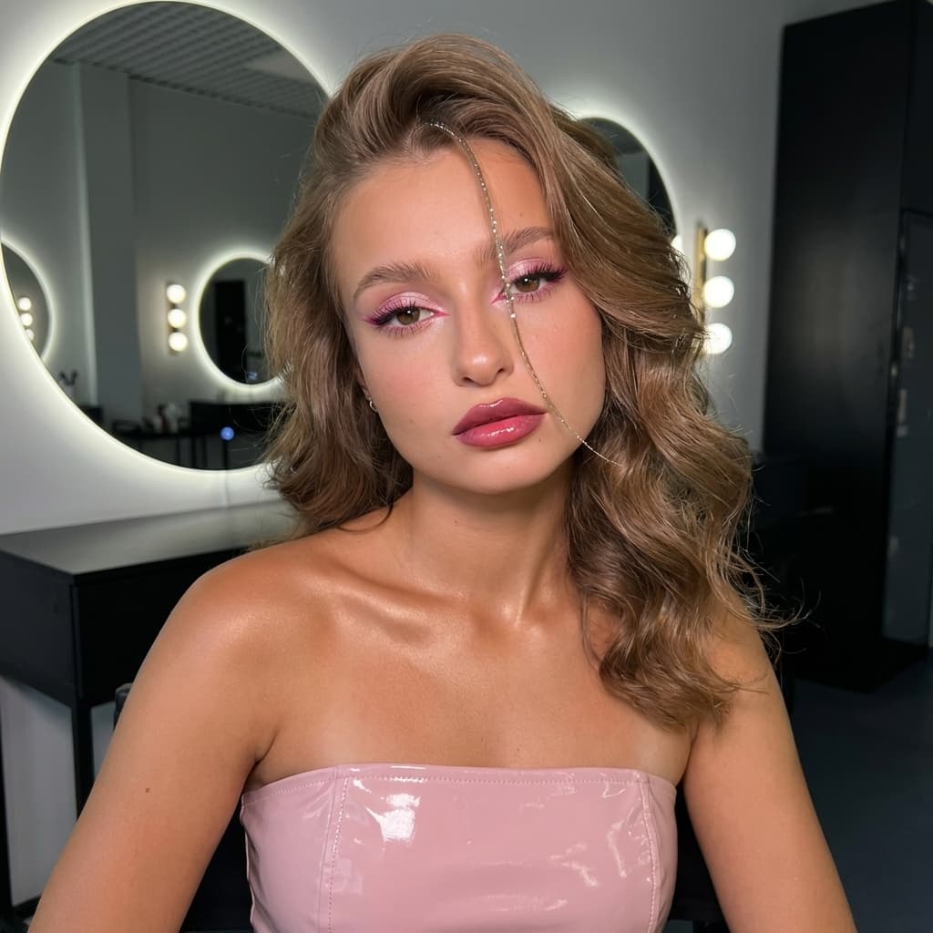 Глянцевый розовый портрет