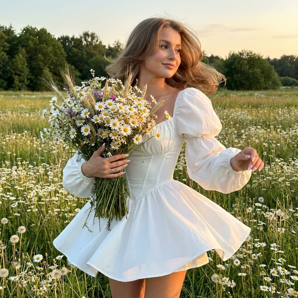 Закат среди ромашек